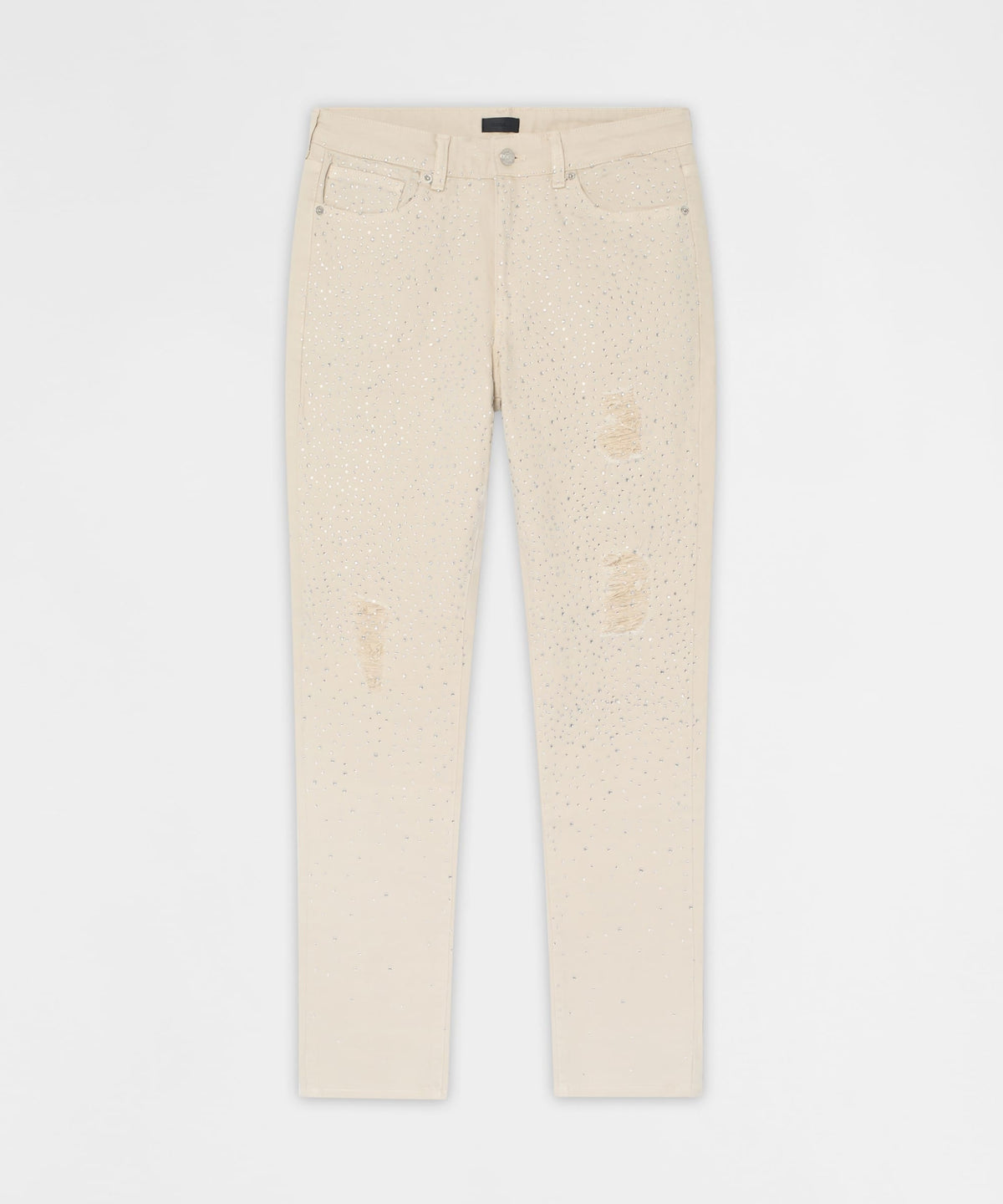 Diamond Dust Rhinestone Skinny Jeans - Cream