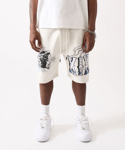 Crosses Embroidered Fleece Short - Cream