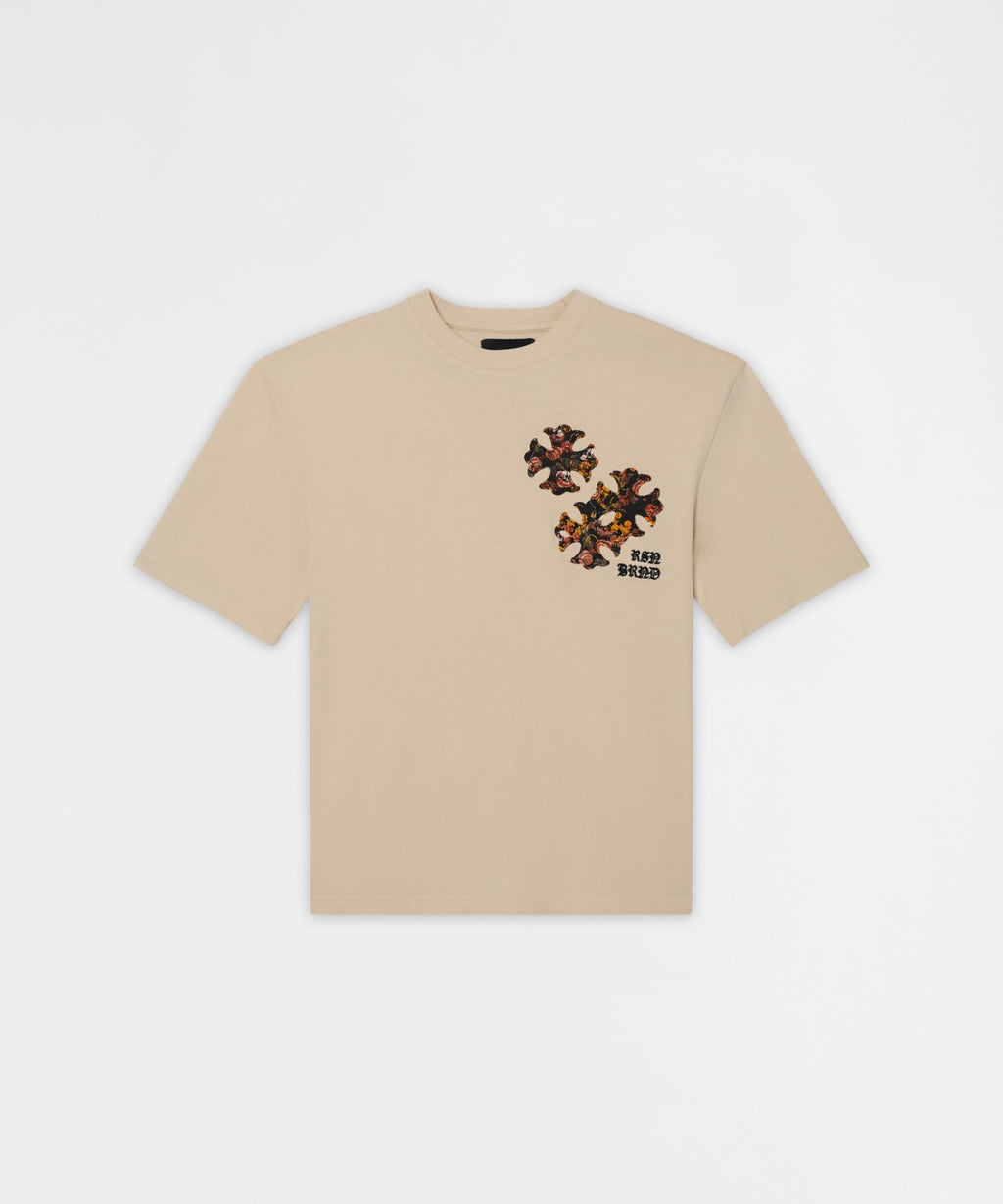 Cross Applique Short Sleeve Tee - Cream